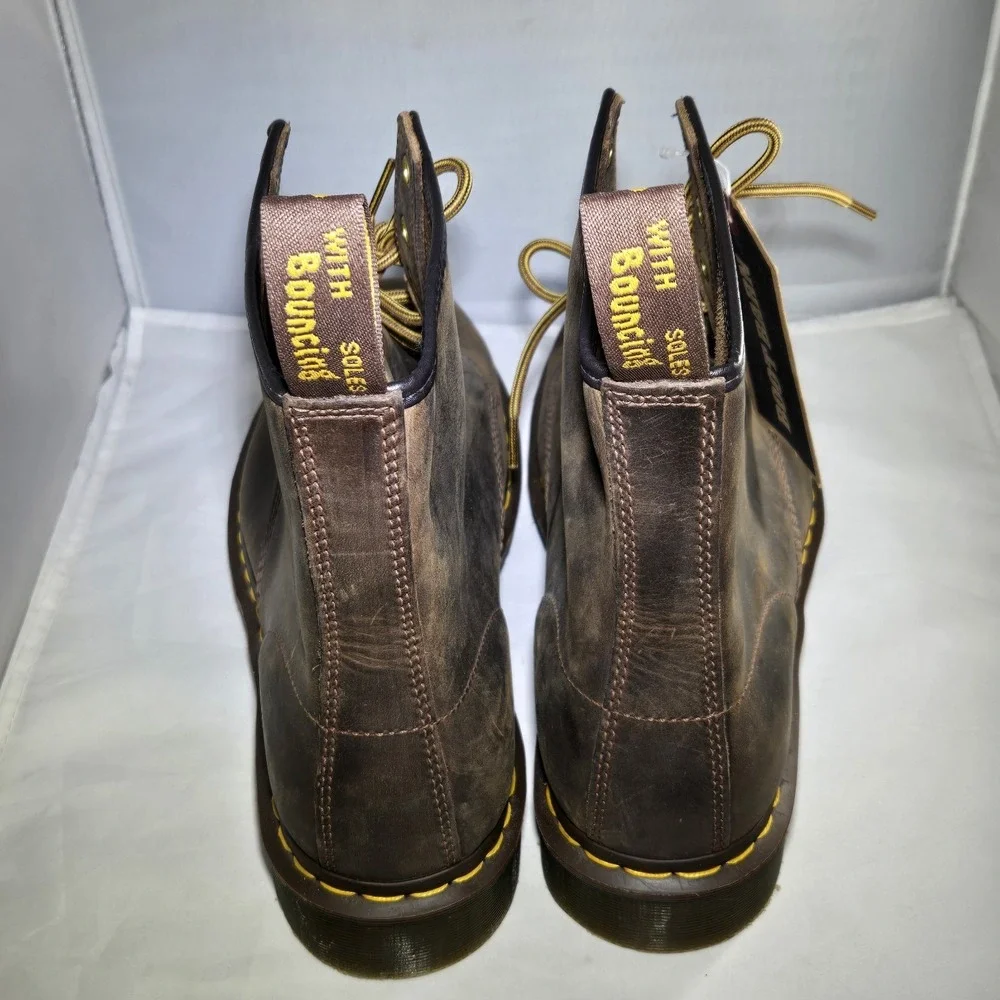 Dr Martens #11822 Brown Leather 1460 8 Eye Tall‎ Combat Boots Mens 14 Womens 15